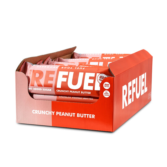 REFUEL crunchy peanut butter protein bar Box